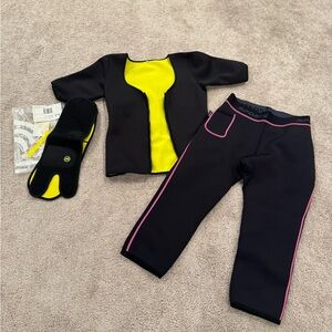 Neoprene two Piece Set - Black and Yellow work out gear